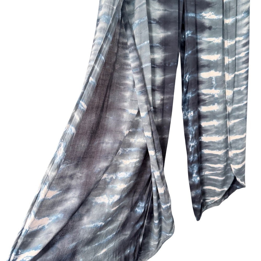 Young Fabulous & Broke Pants Womens M Blue Tie Dye Tulip Split Leg Rayon Boho - Picture 3 of 10